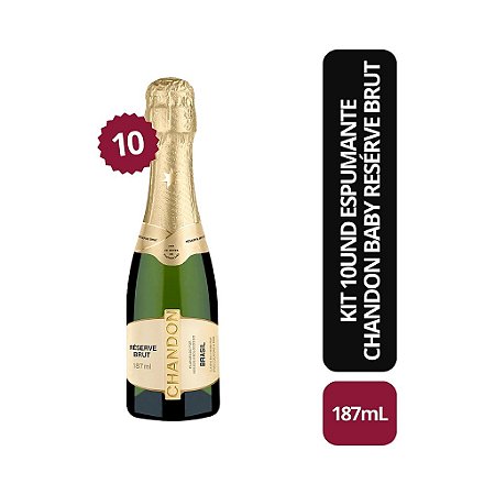 Kit 10 Espumantes Chandon Baby Réserve Brut Miniatura - 187ml