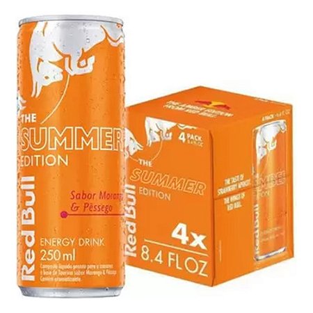 Red Bull Energy Drink Morango e Pêssego - 250ml (Pack 4un)