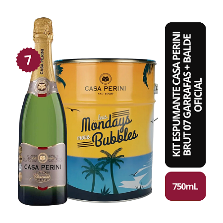 Kit Espumante Casa Perini Brut 07 Garrafas + Balde Original