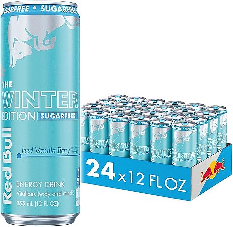 Red Bull Energy Drink Blueberry E Baunilha Sugar Free Sem Acúçar – Pack Com 24 Latas De 250ml