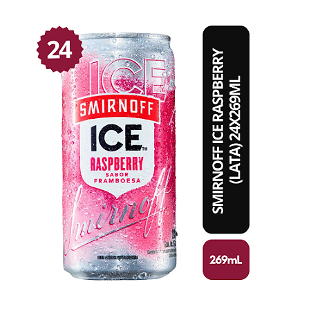Smirnoff Ice Raspberry - Lata 269ml - Caixa com 24 Unidades