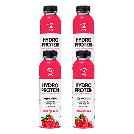 Moving Hydro Protein Creatina Morango - Caixa com 4 Garrafas de 500ml