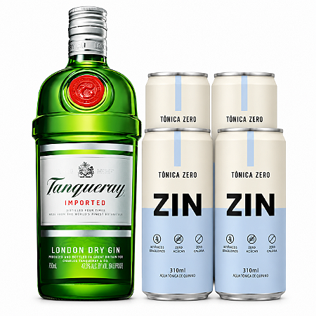 Kit Gin Tanqueray + 4 Tônicas Zin Zero