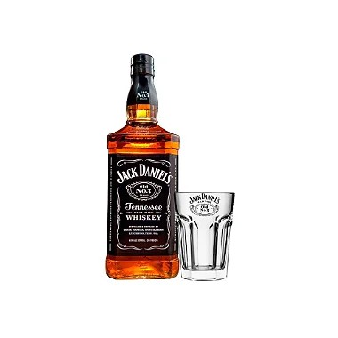 Kit Whisky Jack Daniels No7 1 L + Copo de Vidro
