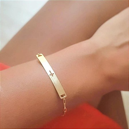 Pulseira Cartier com Crucifixo Banhada em Ouro 18K