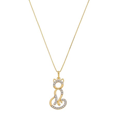 COLAR GATINHO CRAVEJADO BANHADO EM OURO 18K