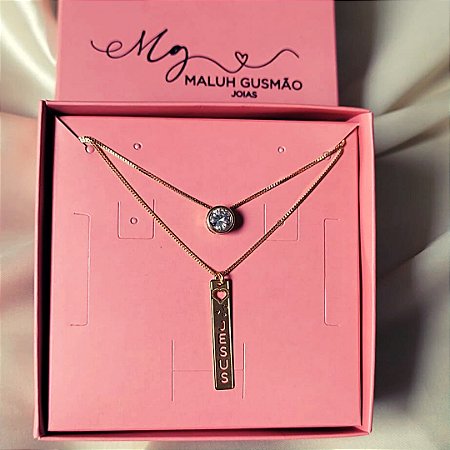 Kit Colar Plaquinha Jesus e Colar Ponto de Luz Banho a Ouro 18K