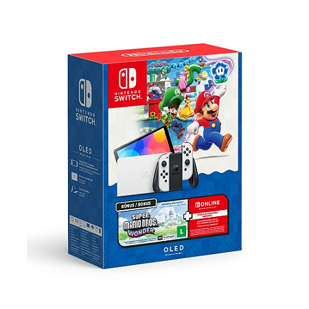 CONSOLE NINTENDO SWITCH OLED + MARIO WONDER + 3 MESES DE ASSINATURA NINTENDO SWITCH ONLINE