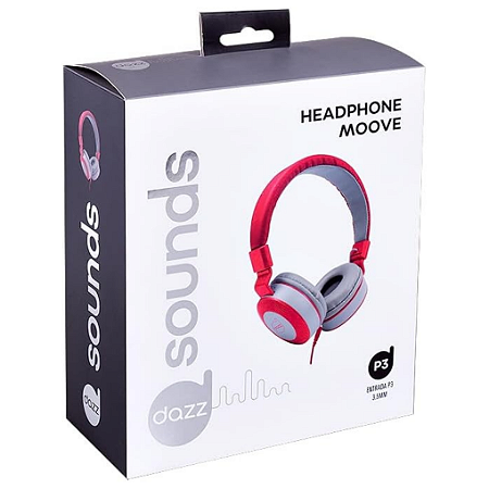 HEADPHONE MOOVE CINZA/VERMELHO P3 DAZZ