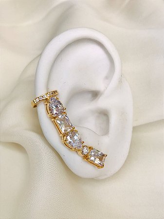 Ear Cuff Cristal Dourado