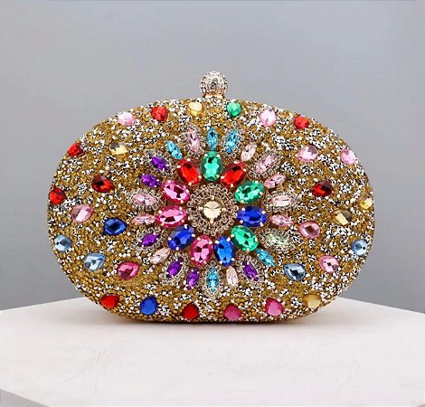 Clutch Pedrarias Coloridas