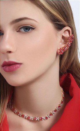 Ear Cuff Flor Rosa