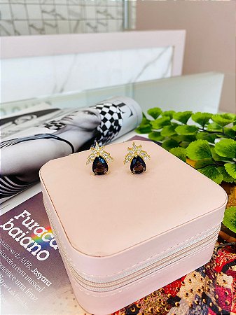 Brinco Gota Lilas Dourado