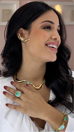 Choker Ondulada Com Gotas Naturais