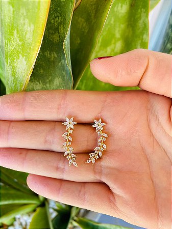 Brinco Ear Cuff Flor Dourado