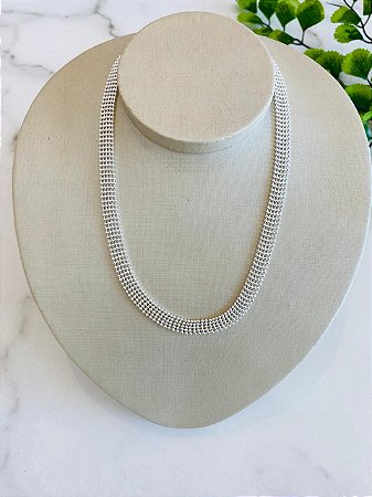 Colar Choker Achatada Prata