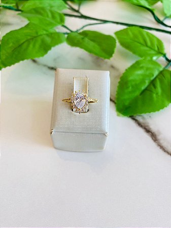 Anel Dourado Com Pedra