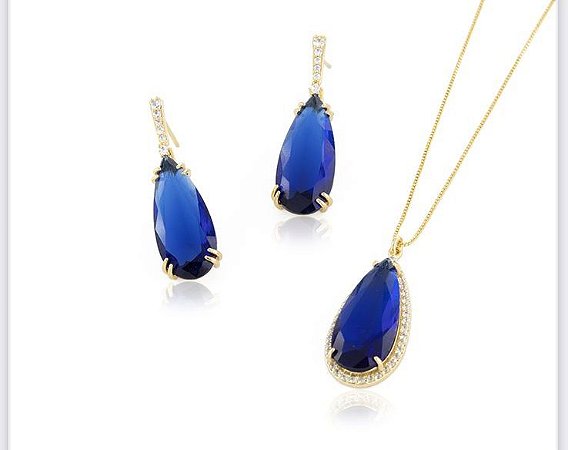 Conjunto Gota de Cristal com Zirconia