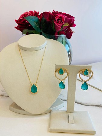 Conjunto Gota Verde Cristal