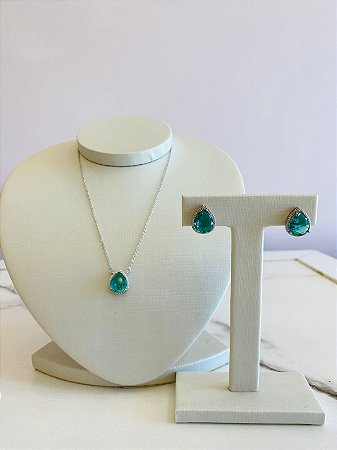 Conjunto Gota Verde Prata
