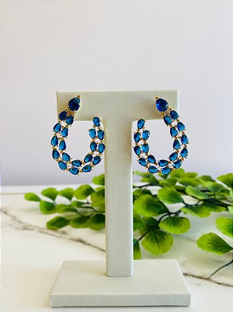 Brinco Curva Gotas Azul