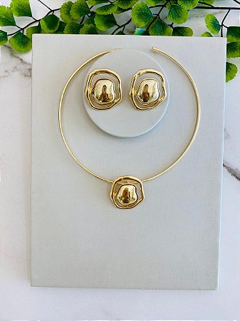 Conjunto Aro Orgânico Dourado