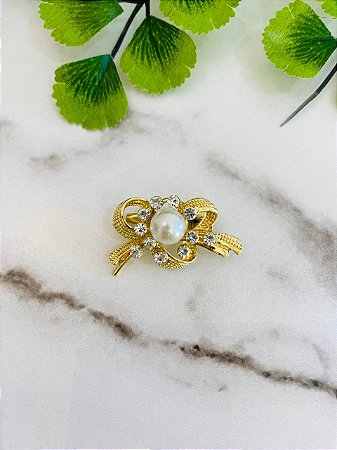 Broche Laço Perola