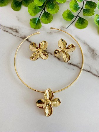 Conjunto Aro Flor Orgânica