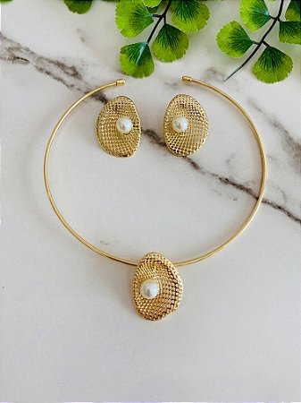 Conjunto Aro Concha com Perola