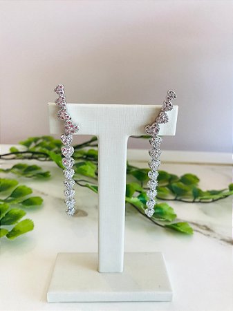 Brinco Longo Coração Prata