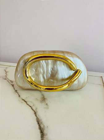 Clutch anel Dourado madreperola