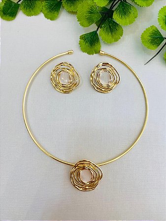 Conjunto Aro Flor Madreperola