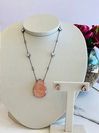 Conjunto Gota Ródio Negro