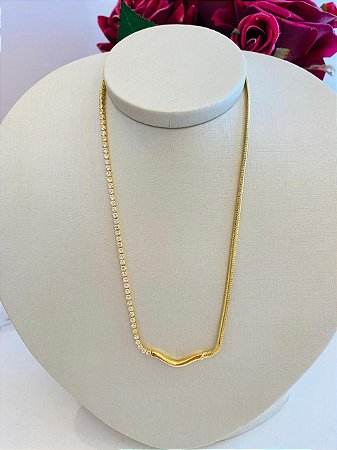 Colar Riviera e Snake Dourado