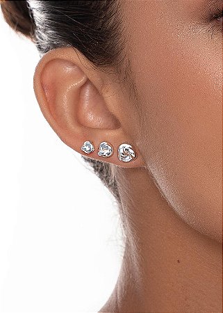 Trio Brincos no Diamante Blend Prata