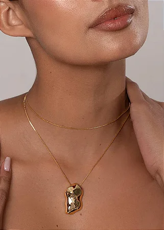 Colar Longo com Pingente Organico Blend