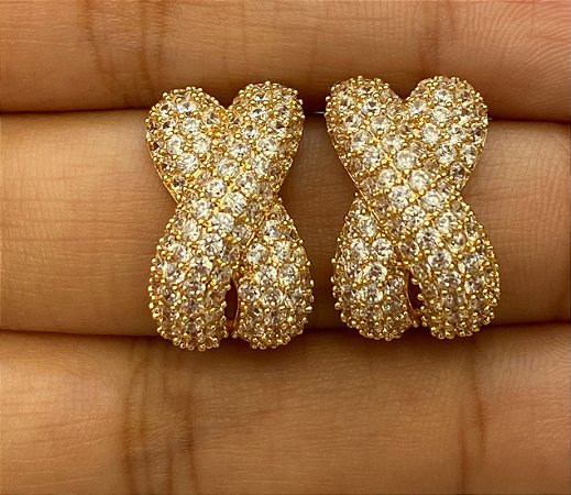 brinco cruzado com zirconia