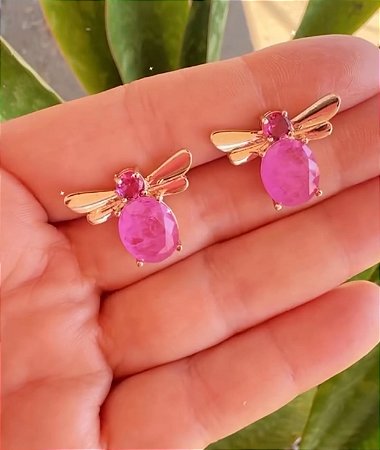 Brinco abelha rosa