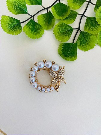 Broche Alfinete Flor Strass