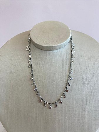 Choker Lua e Estrela Ródio Branco