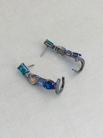 Ear Cuff Quatro Cores Ródio Negro
