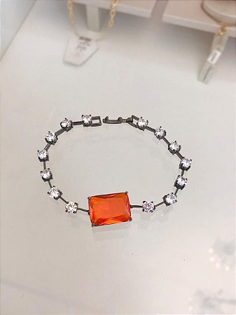 Pulseira Festa Com  Quadrado e Cristais