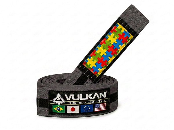 FAIXA VULKAN DE JIU JITSU CINZA COM PRETO TEA