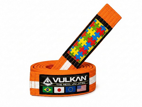 FAIXA VULKAN DE JIU JITSU LARANJA COM BRANCO TEA