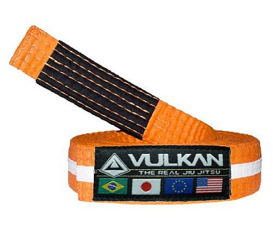 FAIXAS VULKAN DE JIU-JITSU INFANTIL LARANJA COM BRANCO