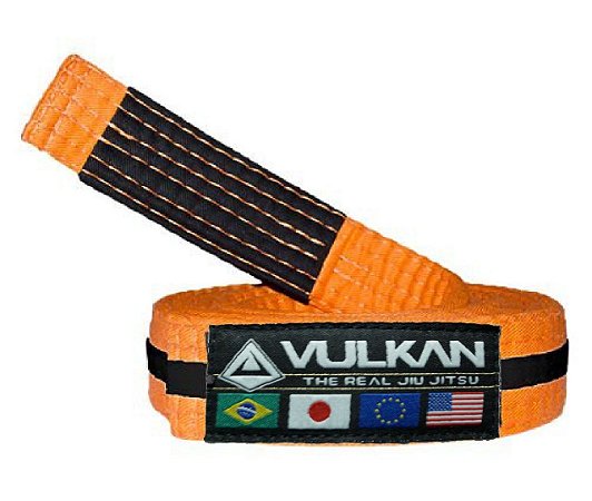 FAIXAS VULKAN DE JIU-JITSU INFANTIL LARANJA COM PRETO