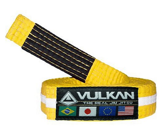 FAIXAS VULKAN DE JIU-JITSU INFANTIL AMARELO COM BRANCO