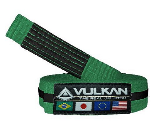 FAIXAS VULKAN DE JIU-JITSU INFANTIL VERDE COM PRETO