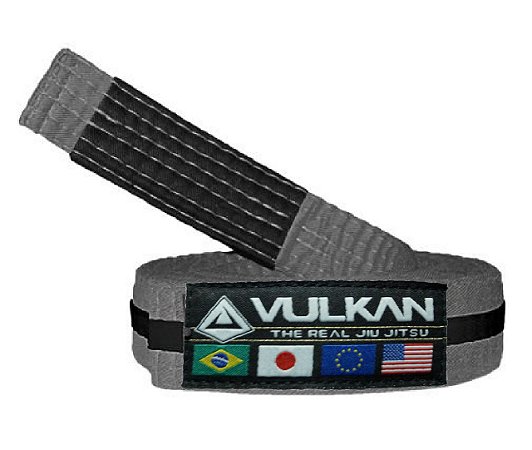 FAIXAS VULKAN DE JIU-JITSU INFANTIL CINZA COM PRETO