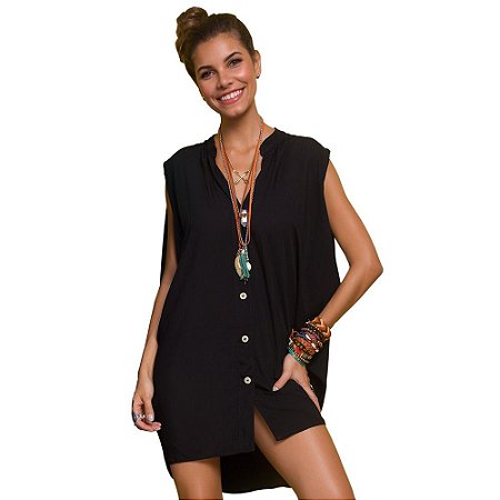 Vestido Liso com Botões De Chelles